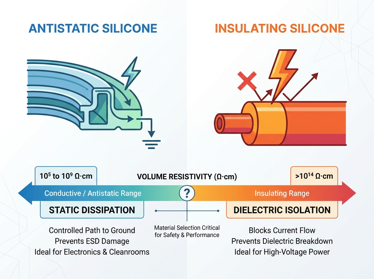 Antistatic vs Insulating Silicone Rubber Material Comparison